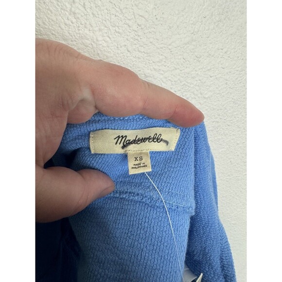 Madewell Sz XS Cutout Knot Front Crop Tank Top Oasis Blue Fitted Sweetheart NWT - Picture 8 of 11